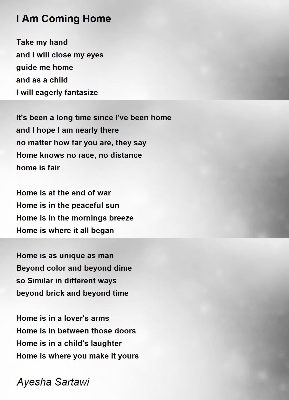 I Am Coming Home Poem by Ayesha Sartawi - Poem Hunter