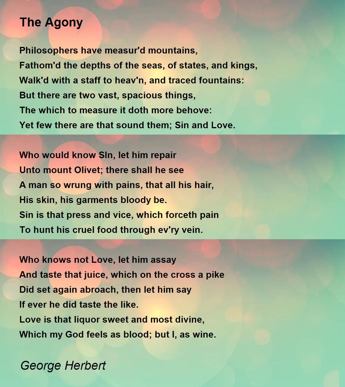 The Agony Poem by George Herbert - Poem Hunter