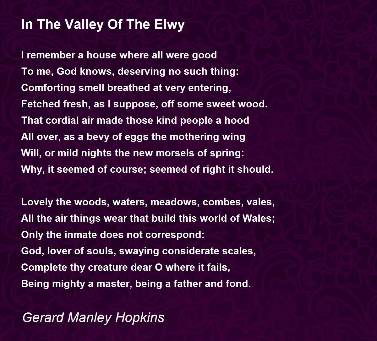 In The Valley Of The Elwy poem - Gerard Manley Hopkins poems - The ...