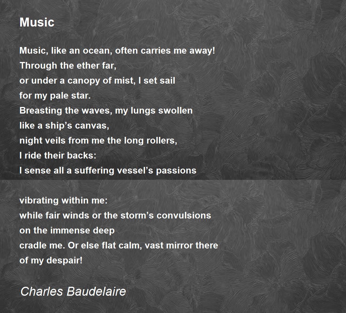 Music Poem by Charles Baudelaire - Poem Hunter
