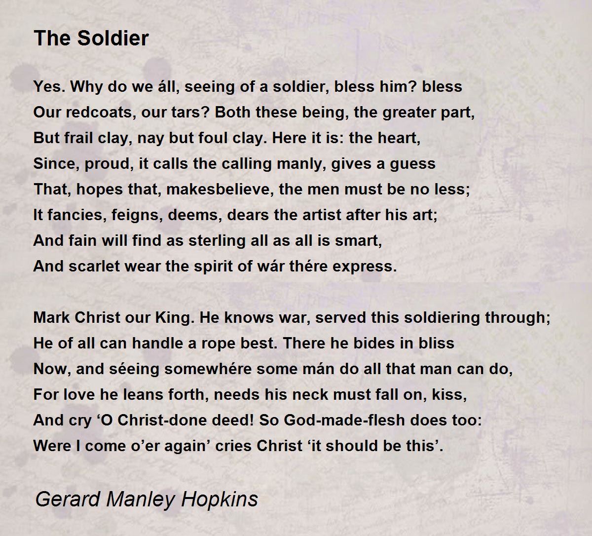 The Soldier Poem by Gerard Manley Hopkins Poem Hunter