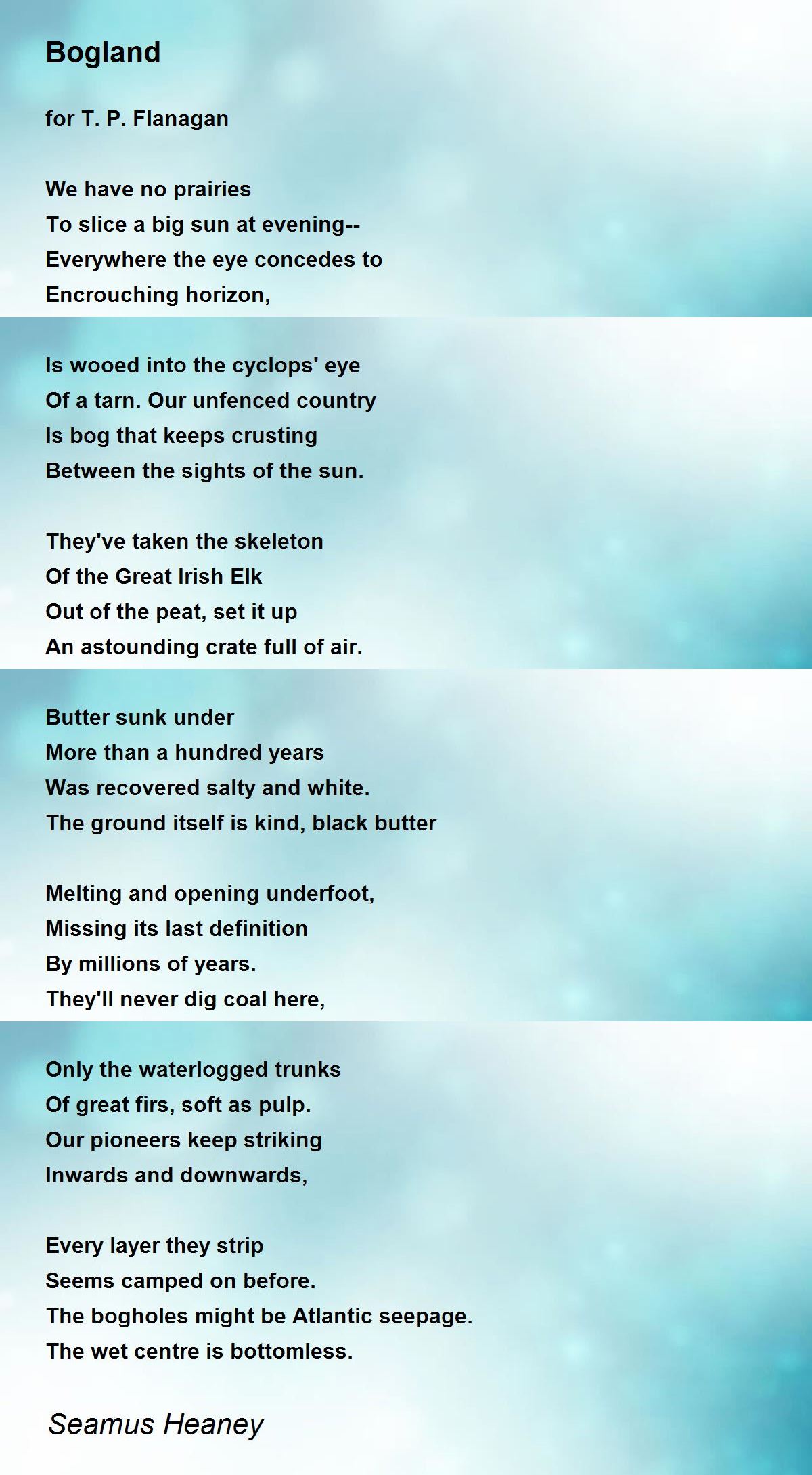 Bogland Poem by Seamus Heaney Poem Hunter