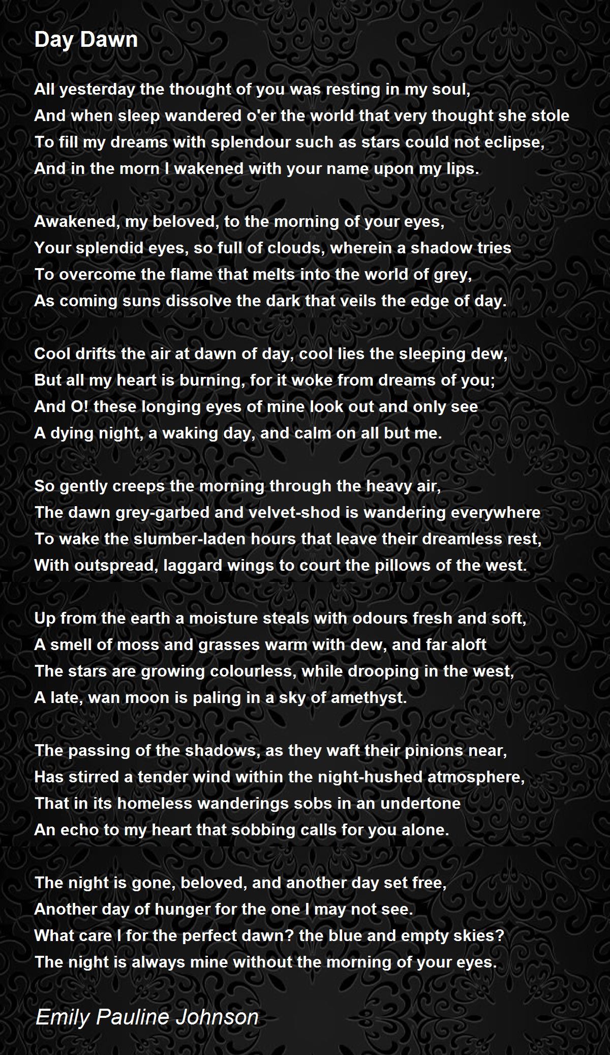 Day Dawn Poem by Emily Pauline Johnson Poem Hunter