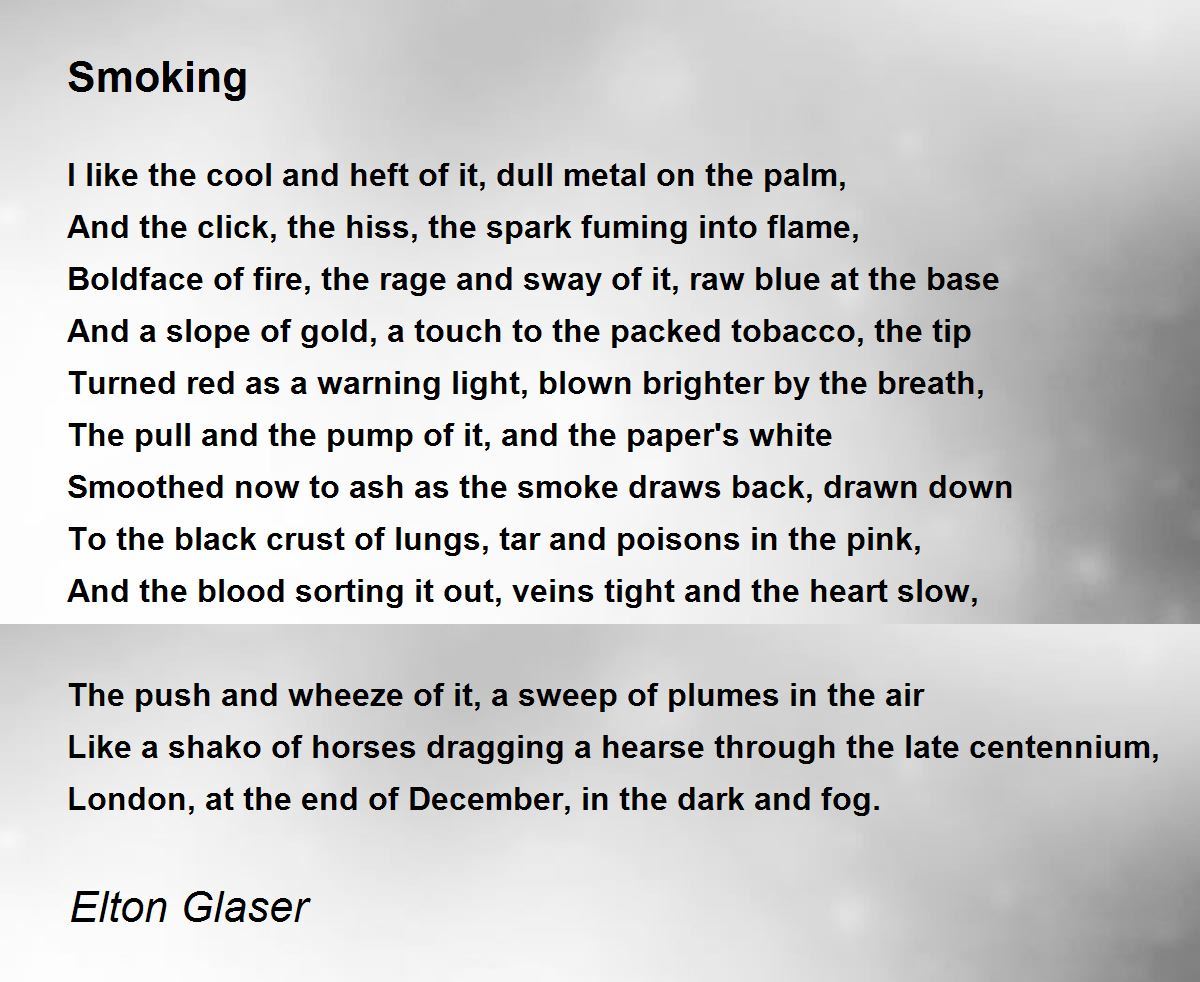 Smoking Poem by Elton Glaser Poem Hunter