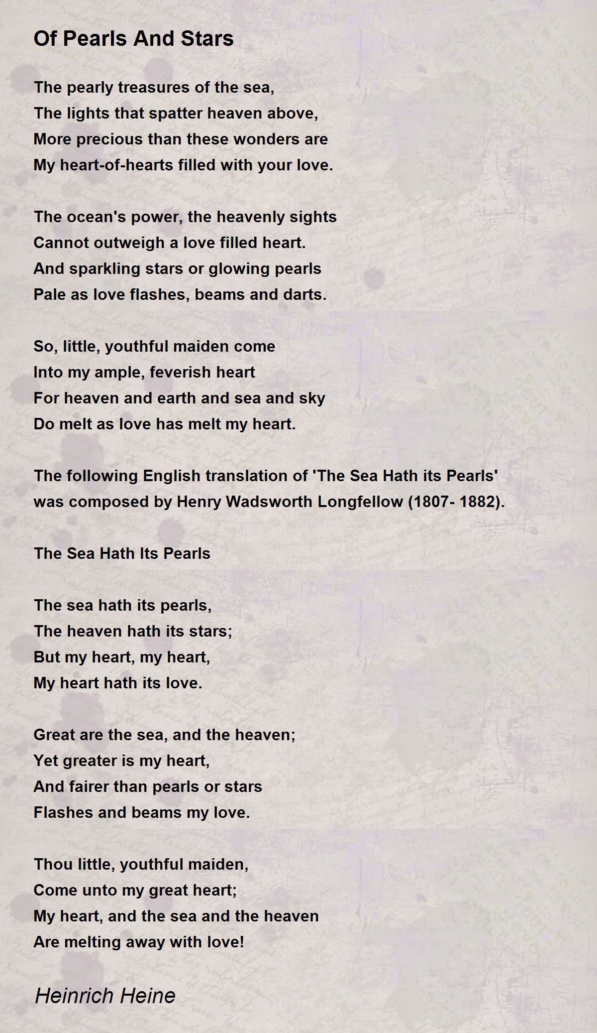 Of Pearls And Stars Poem by Heinrich Heine - Poem Hunter