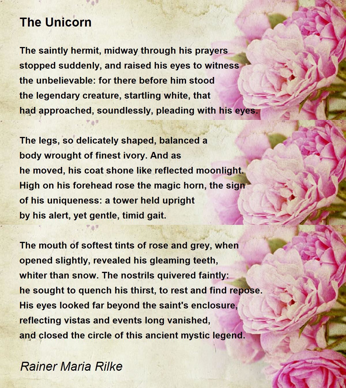 The Unicorn Poem by Rainer Maria Rilke - Poem Hunter