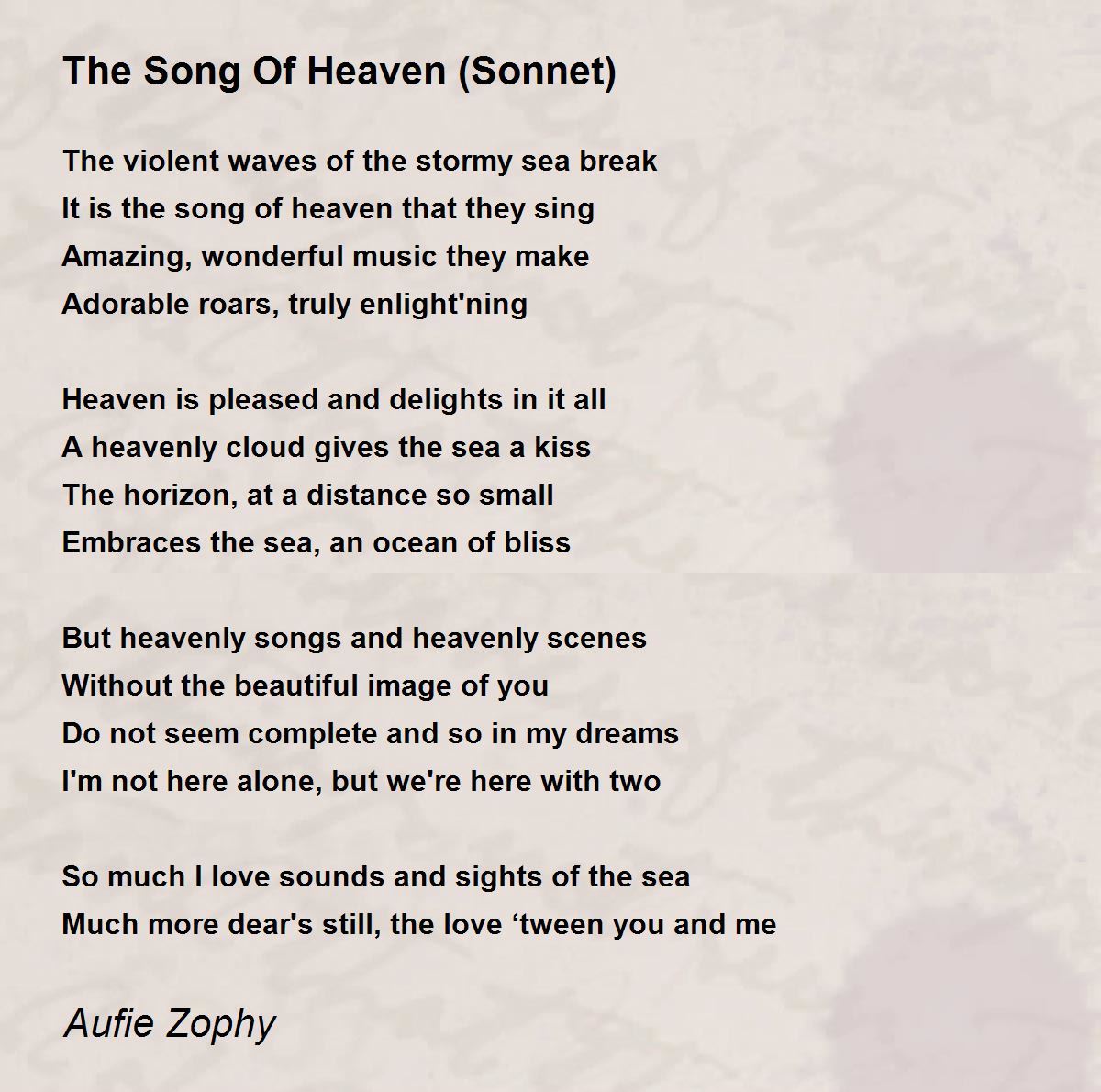 The Song Of Heaven Poem by Aufie Zophy Poem Hunter