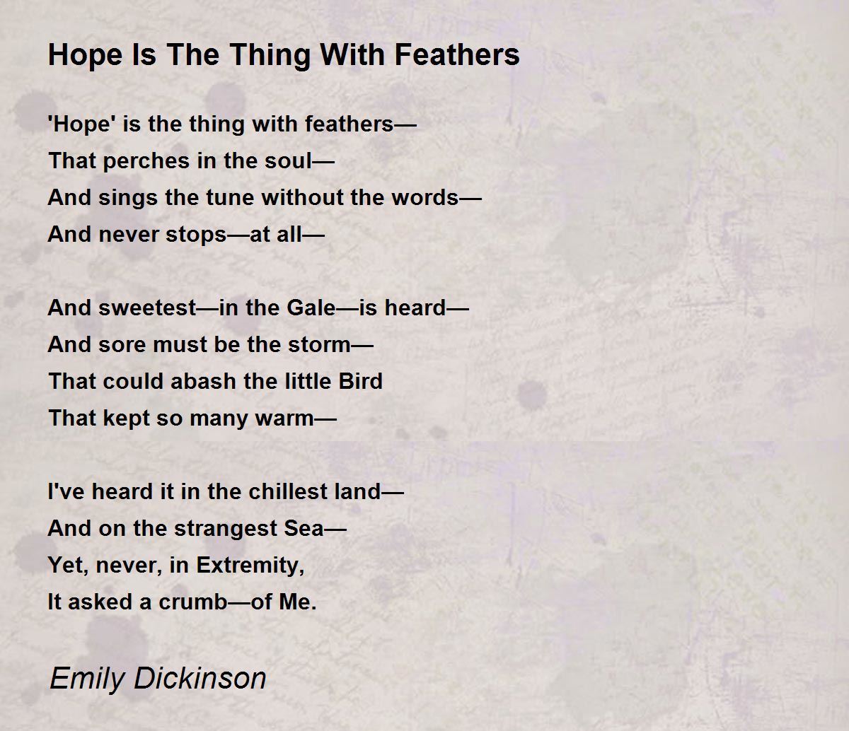 emily dickinson hope is the thing with feathers essay