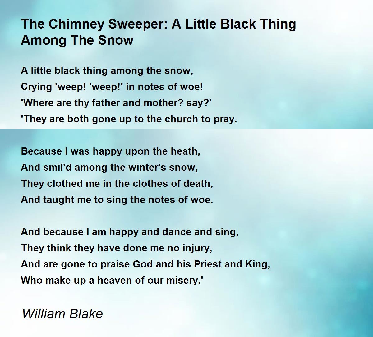 A review of william blakes the chimney sweeper