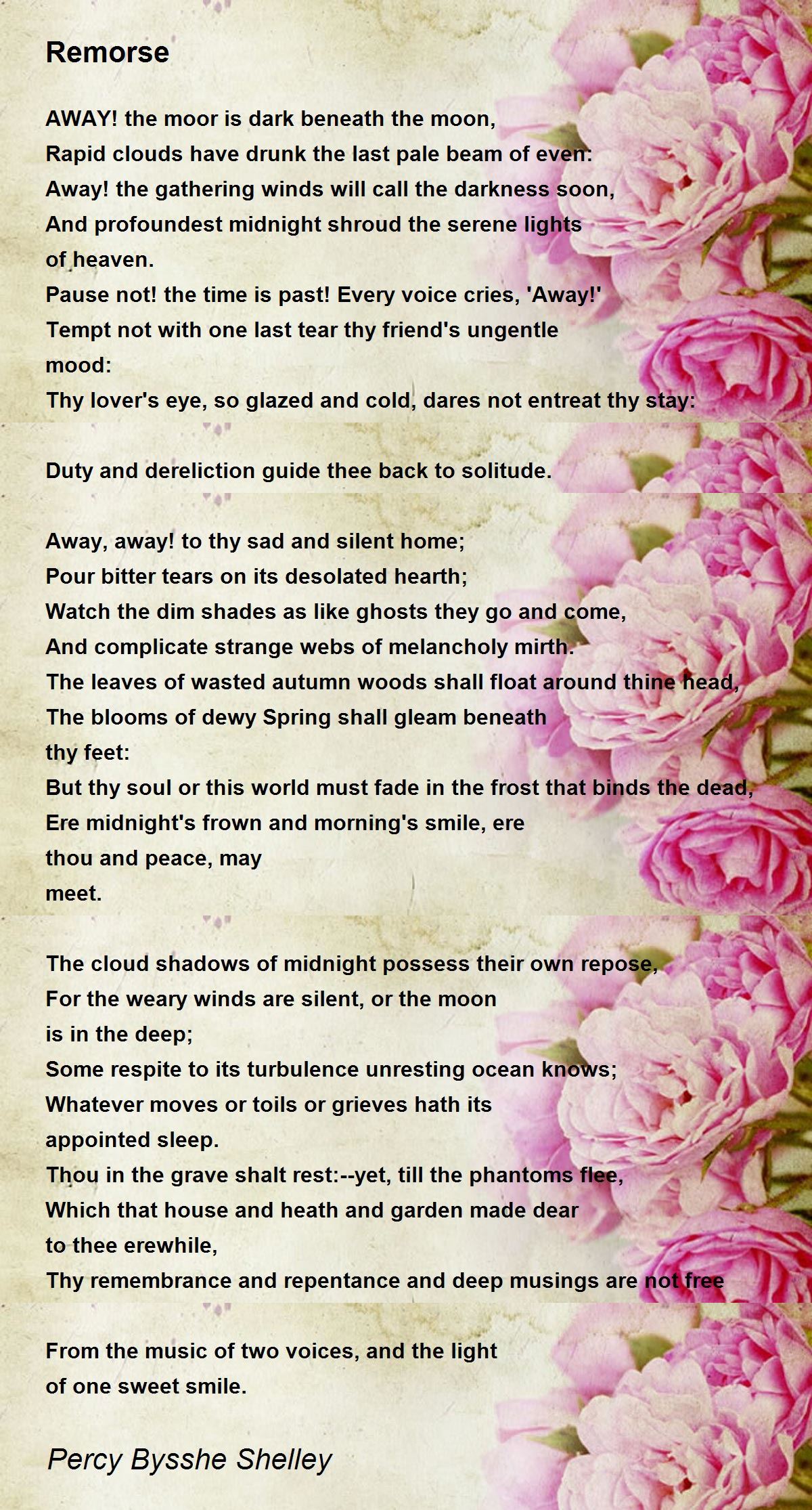 Remorse Poem by Percy Bysshe Shelley - Poem Hunter
