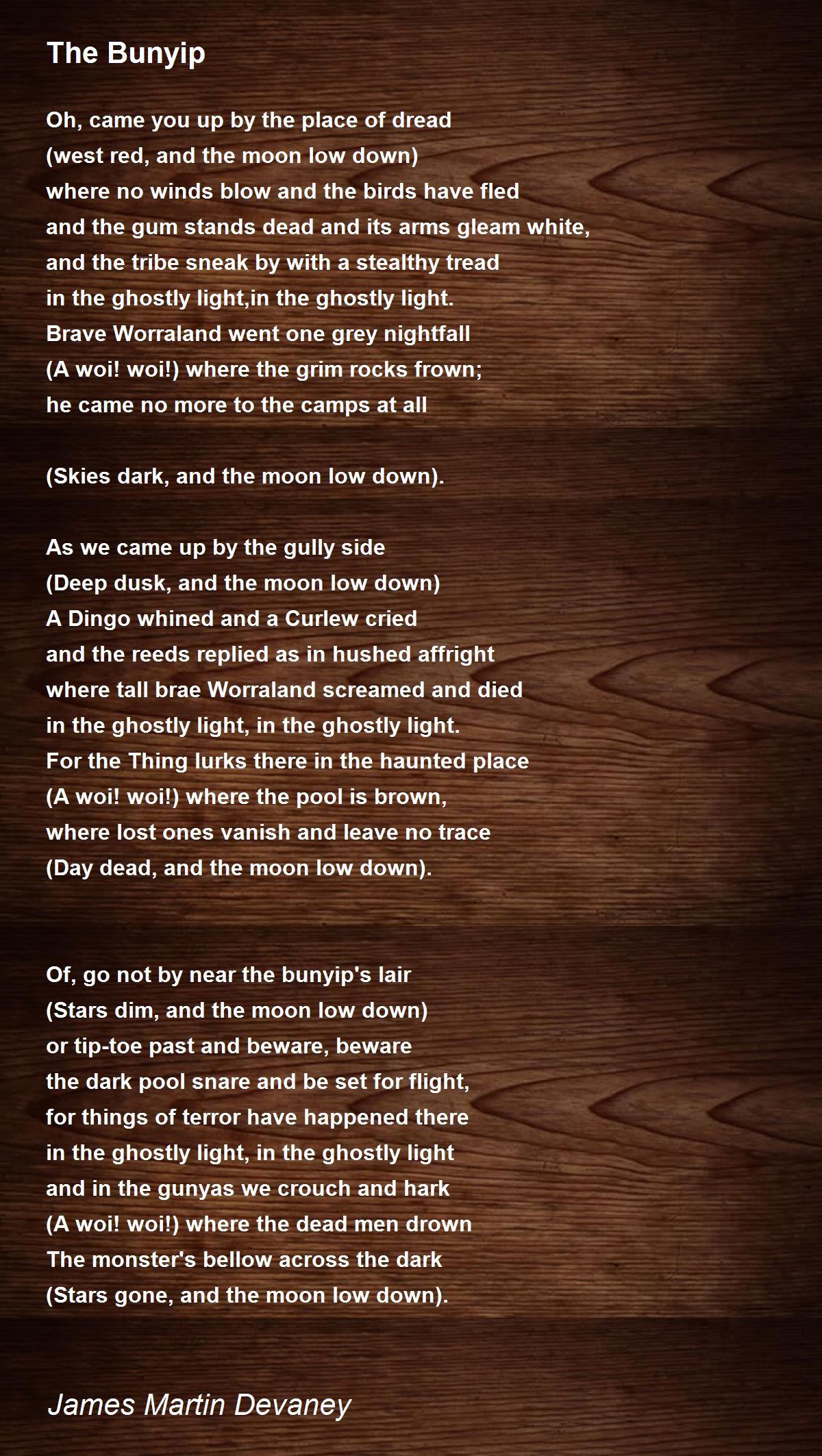 The Bunyip Poem by James Martin Devaney - Poem Hunter Comments