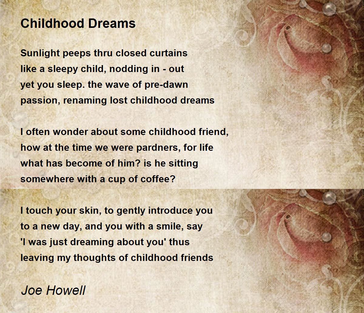 Childhood Dreams Poem by Joe Howell Poem Hunter