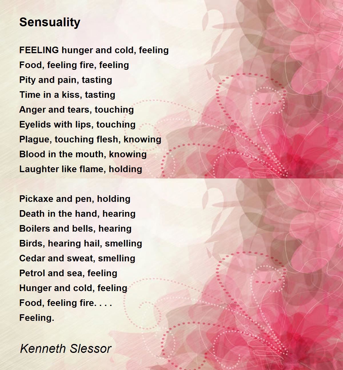 Sensuality Poem by Kenneth Slessor - Poem Hunter