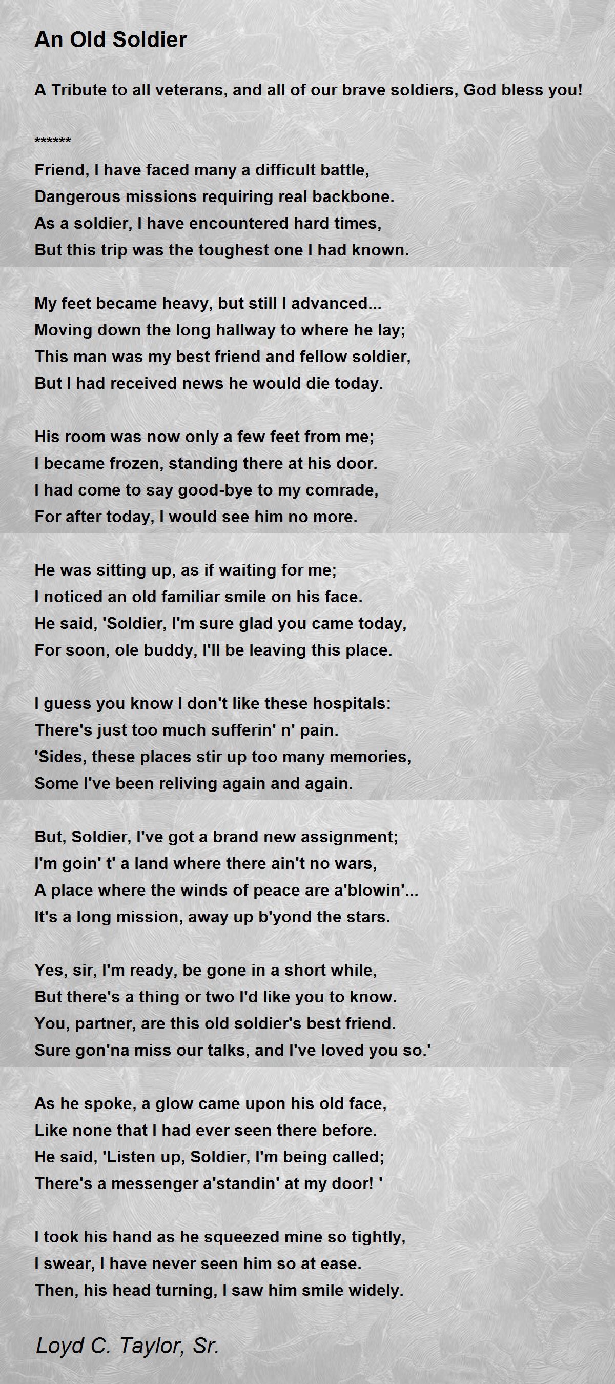 An Old Soldier Poem by Loyd C. Taylor, Sr. - Poem Hunter