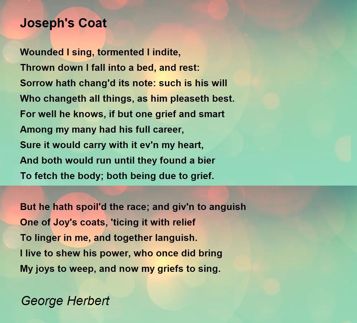 Joseph's Coat Poem by Herbert Poem Hunter