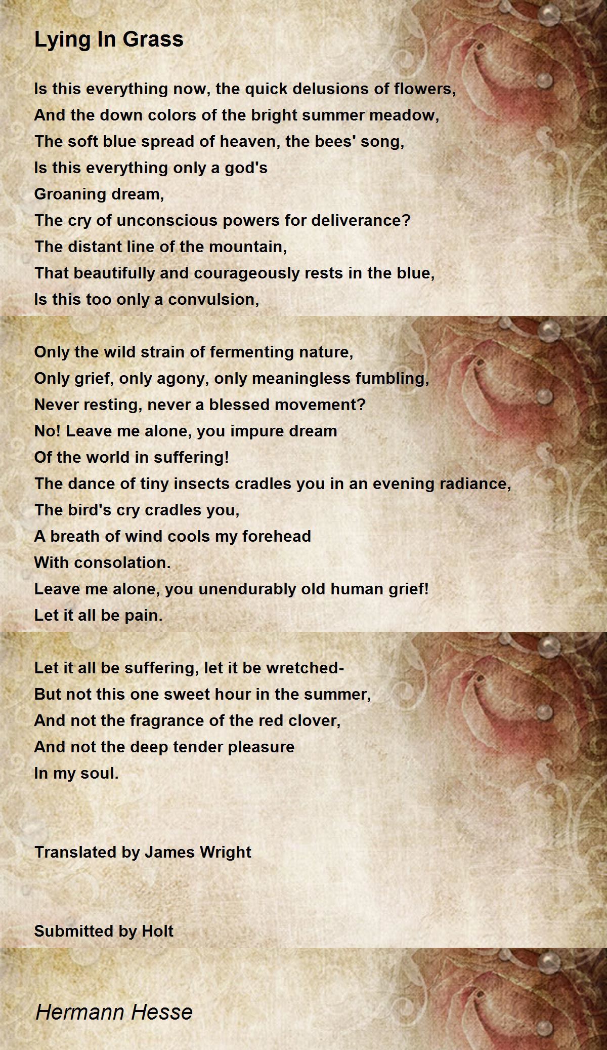 Lying In Grass Poem by Hermann Hesse - Poem Hunter