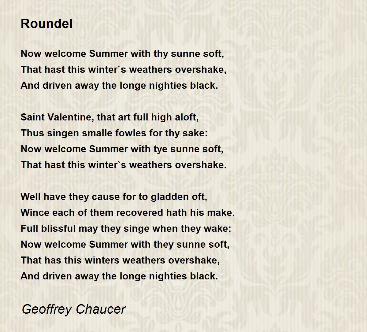 Roundel Poem by Geoffrey Chaucer - Poem Hunter