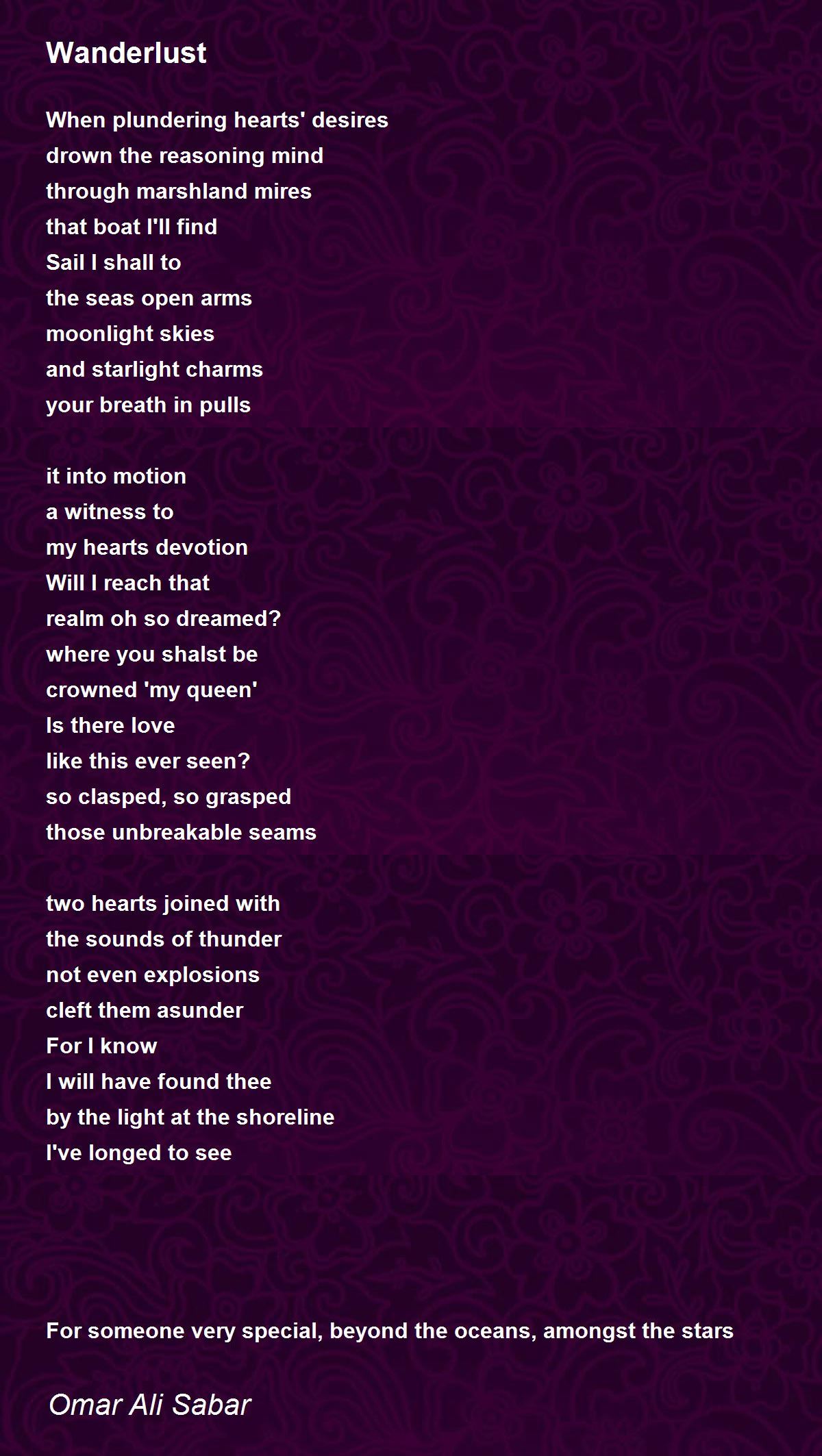 Wanderlust Poem by Omar Ali Sabar Poem Hunter