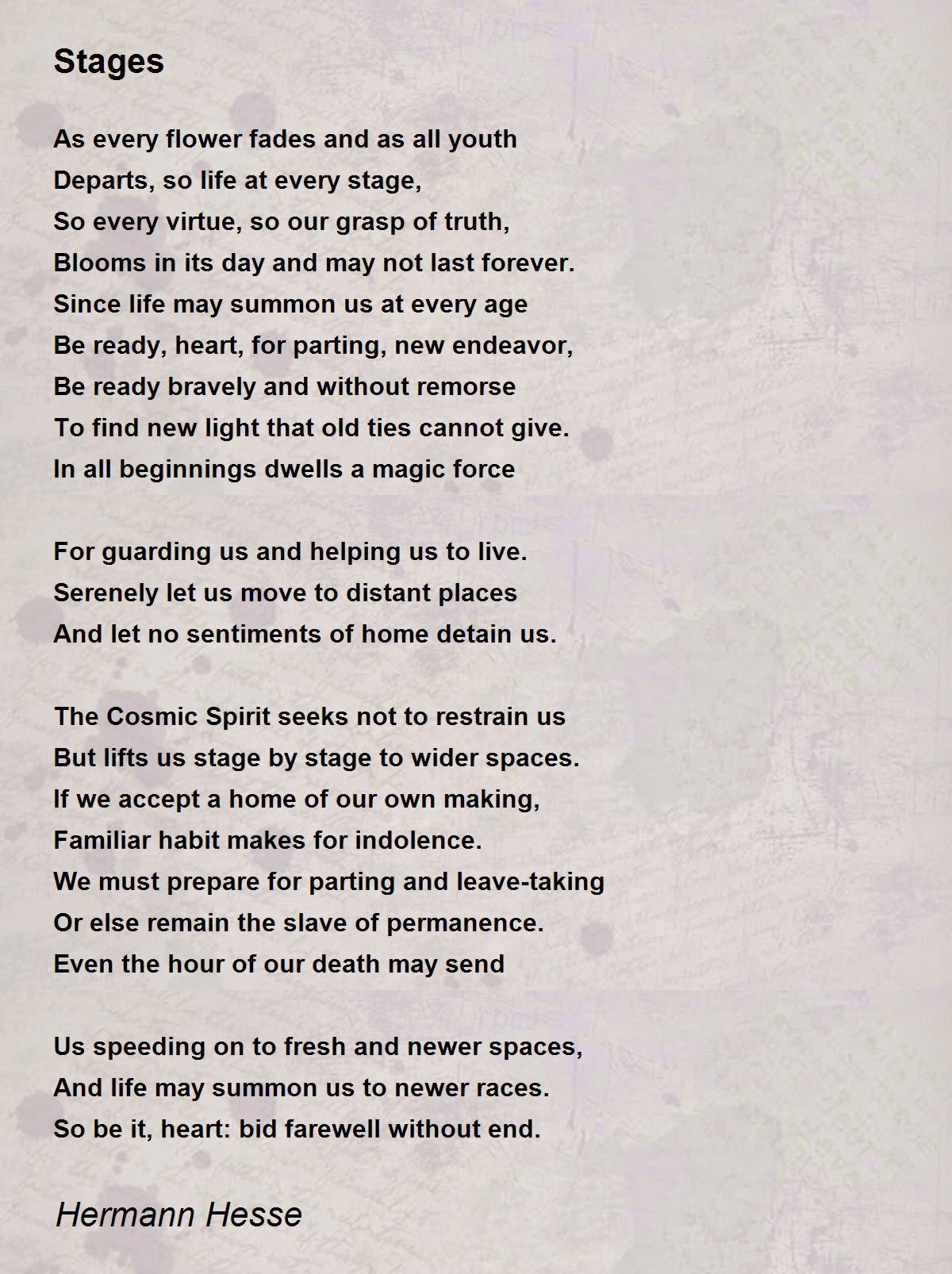 Stages Poem by Hermann Hesse - Poem Hunter