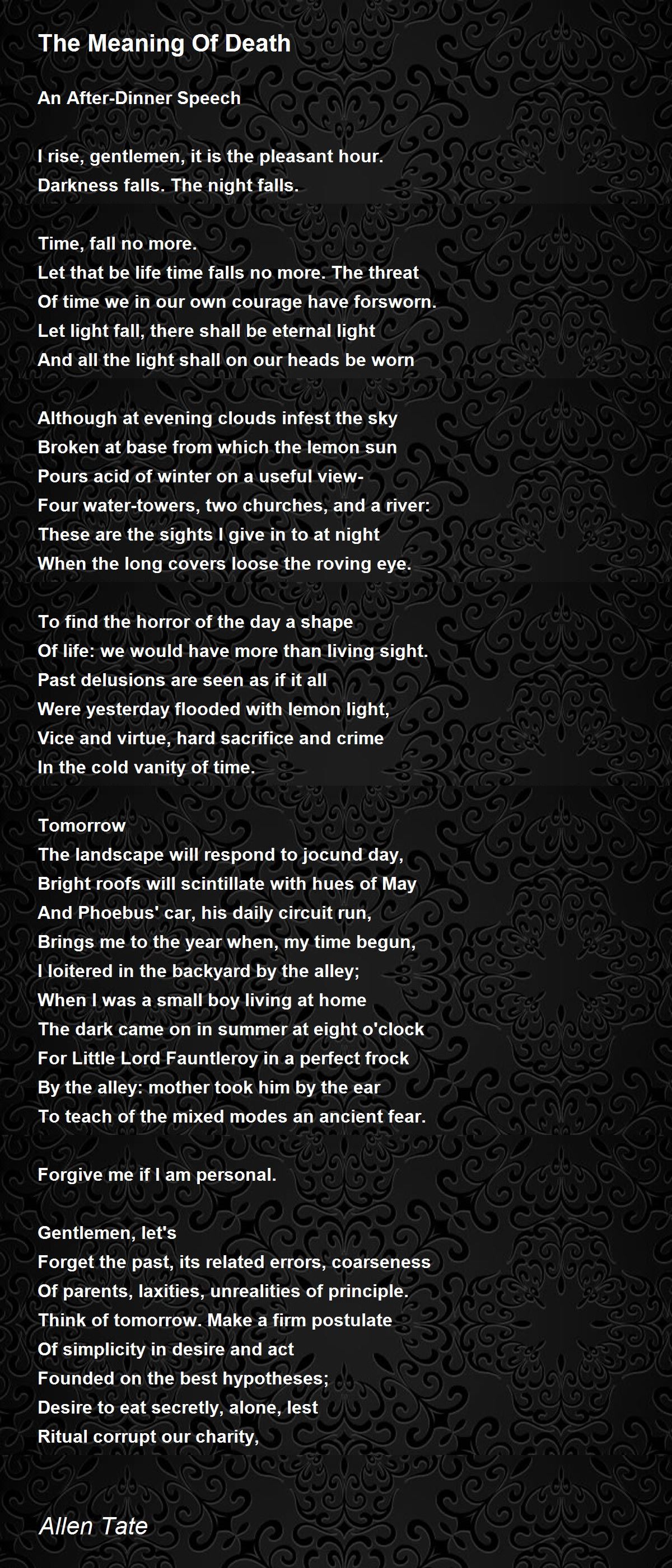 The Meaning Of Death Poem by Allen Tate Poem Hunter