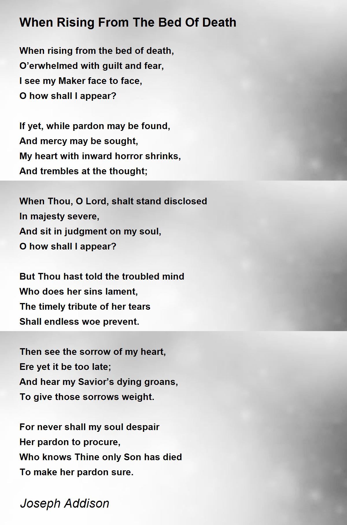 When Rising From The Bed Of Death Poem by Joseph Addison Poem Hunter