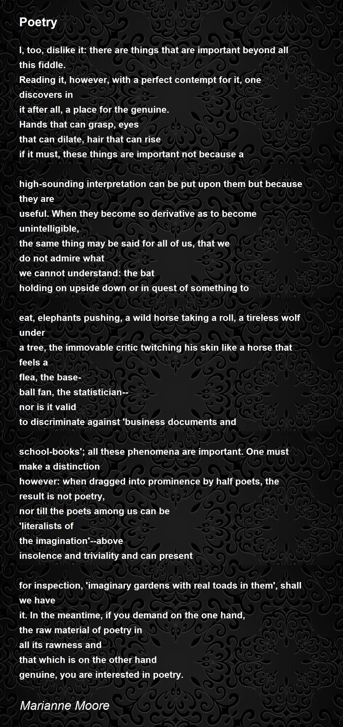 Poetry Poem by Marianne Moore - Poem Hunter