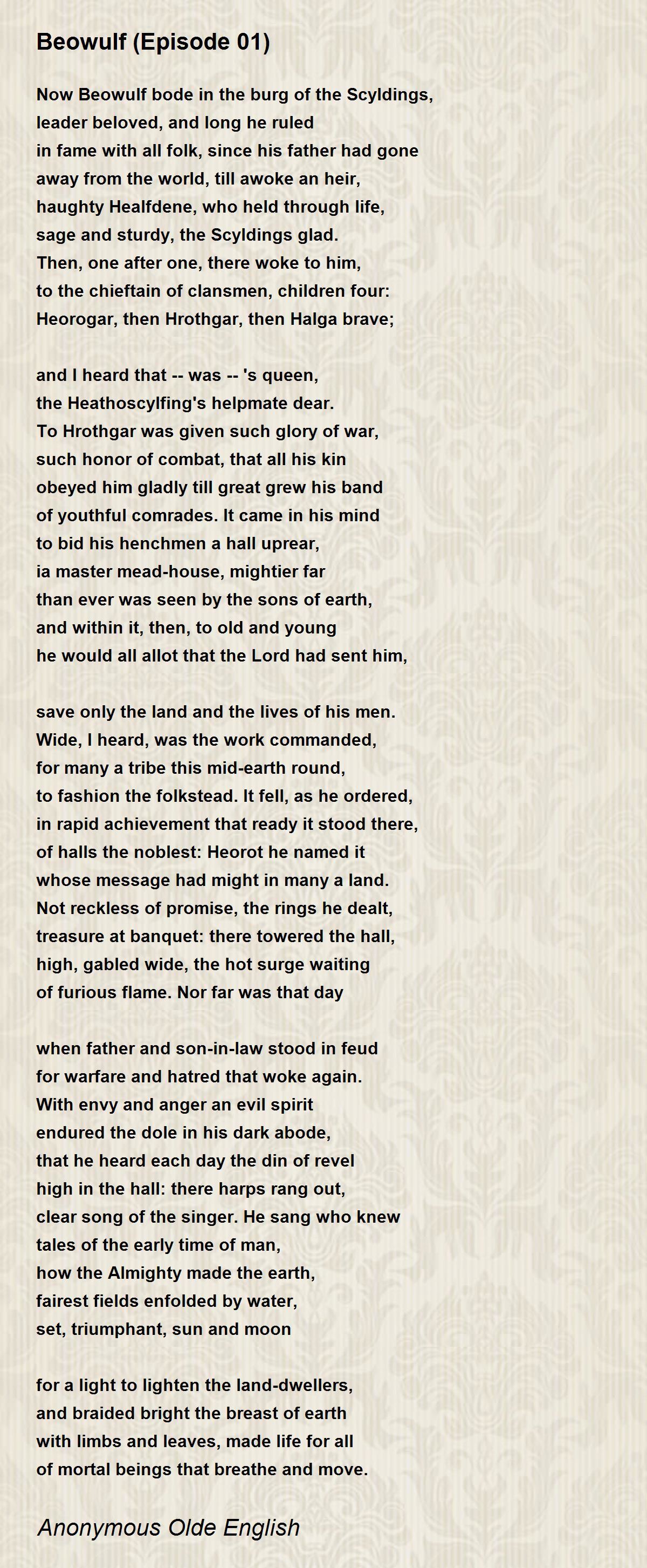 Beowulf As An English Poem