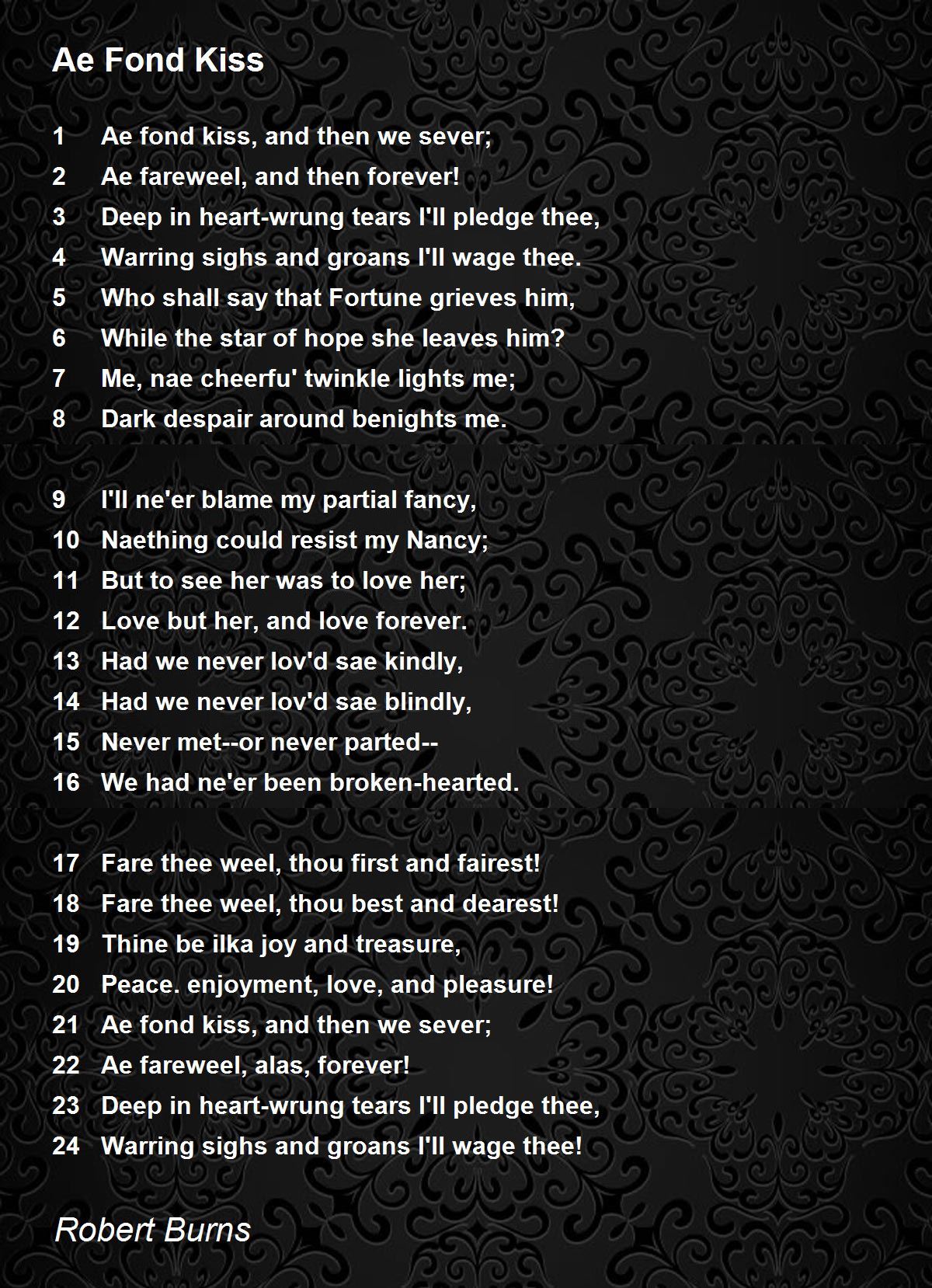 Ae Fond Kiss Poem by Robert Burns - Poem Hunter