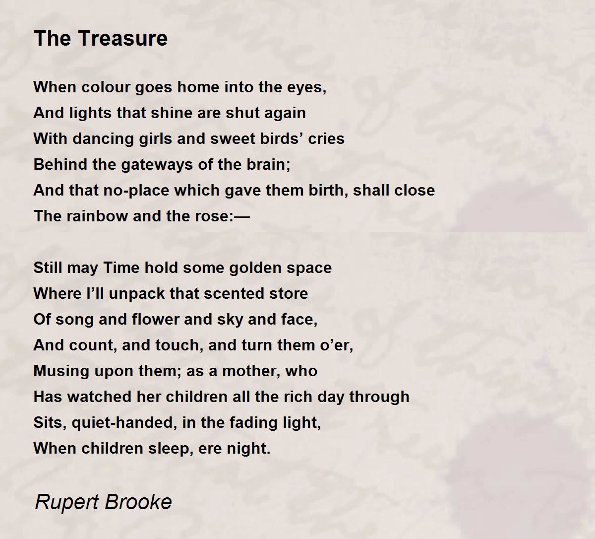 The Treasure Poem by Rupert Brooke - Poem Hunter