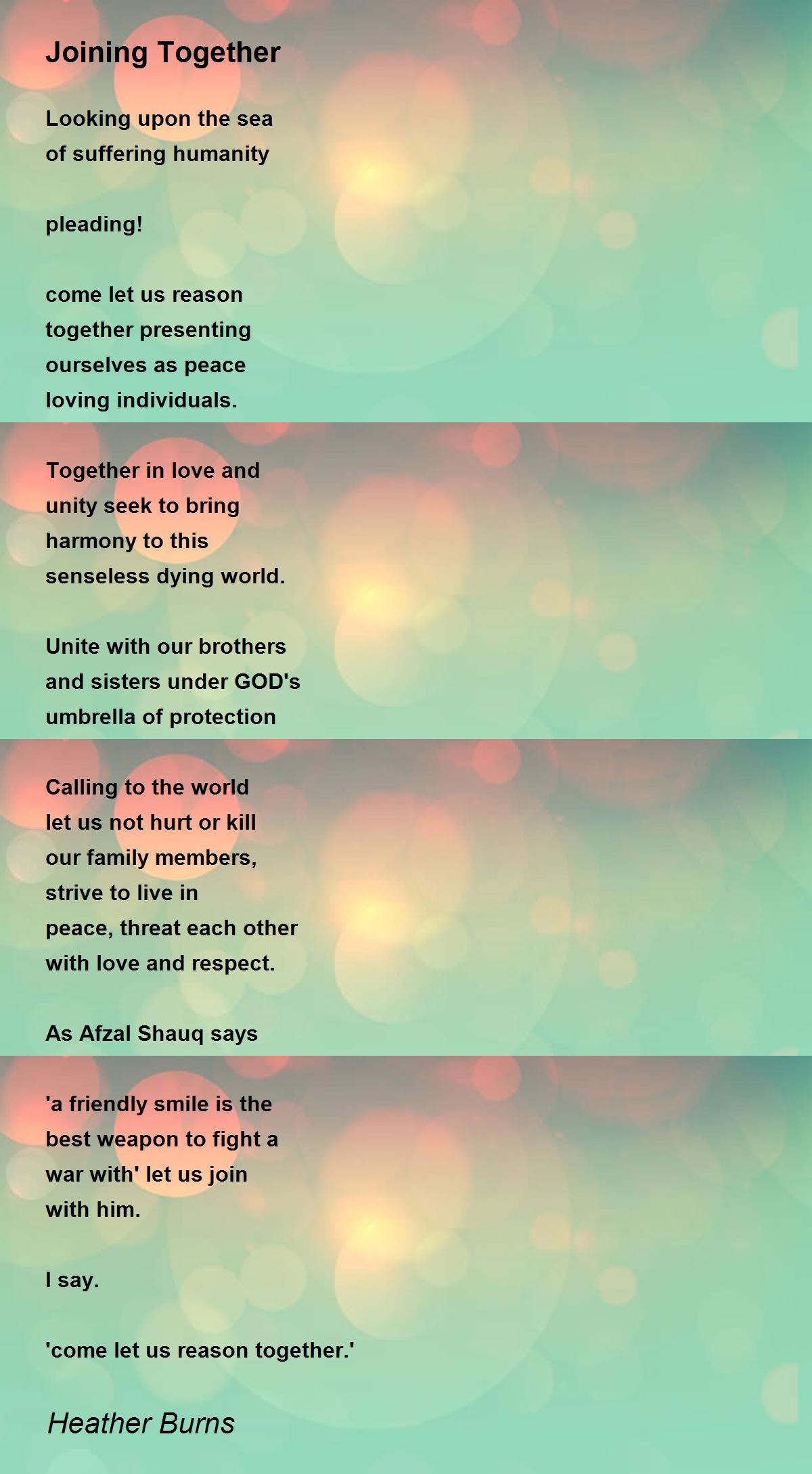 Joining Together Poem by Heather Burns Poem Hunter