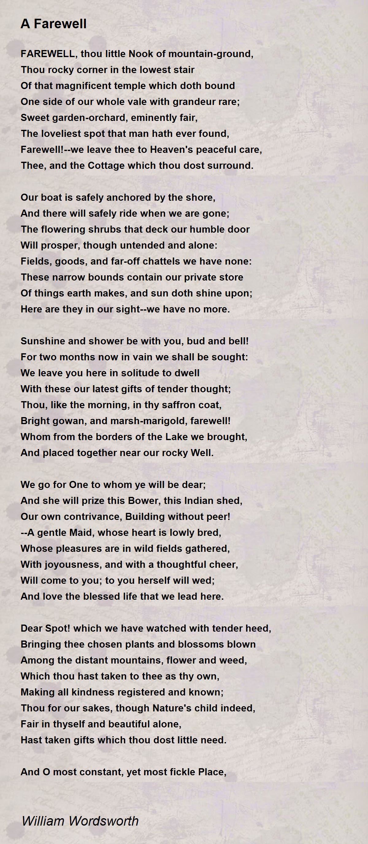 A Farewell Poem by William Wordsworth - Poem Hunter