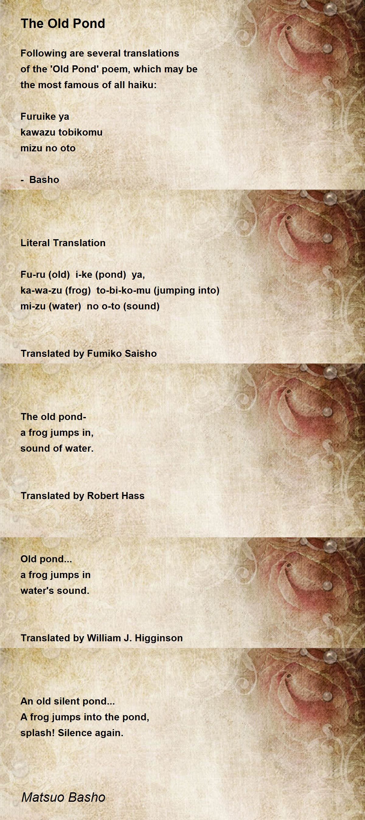 The Old Pond Poem by Matsuo Basho - Poem Hunter