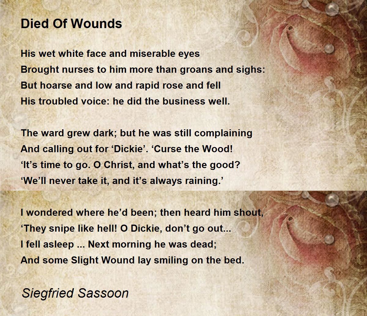 Died Of Wounds Poem by Siegfried Sassoon - Poem Hunter