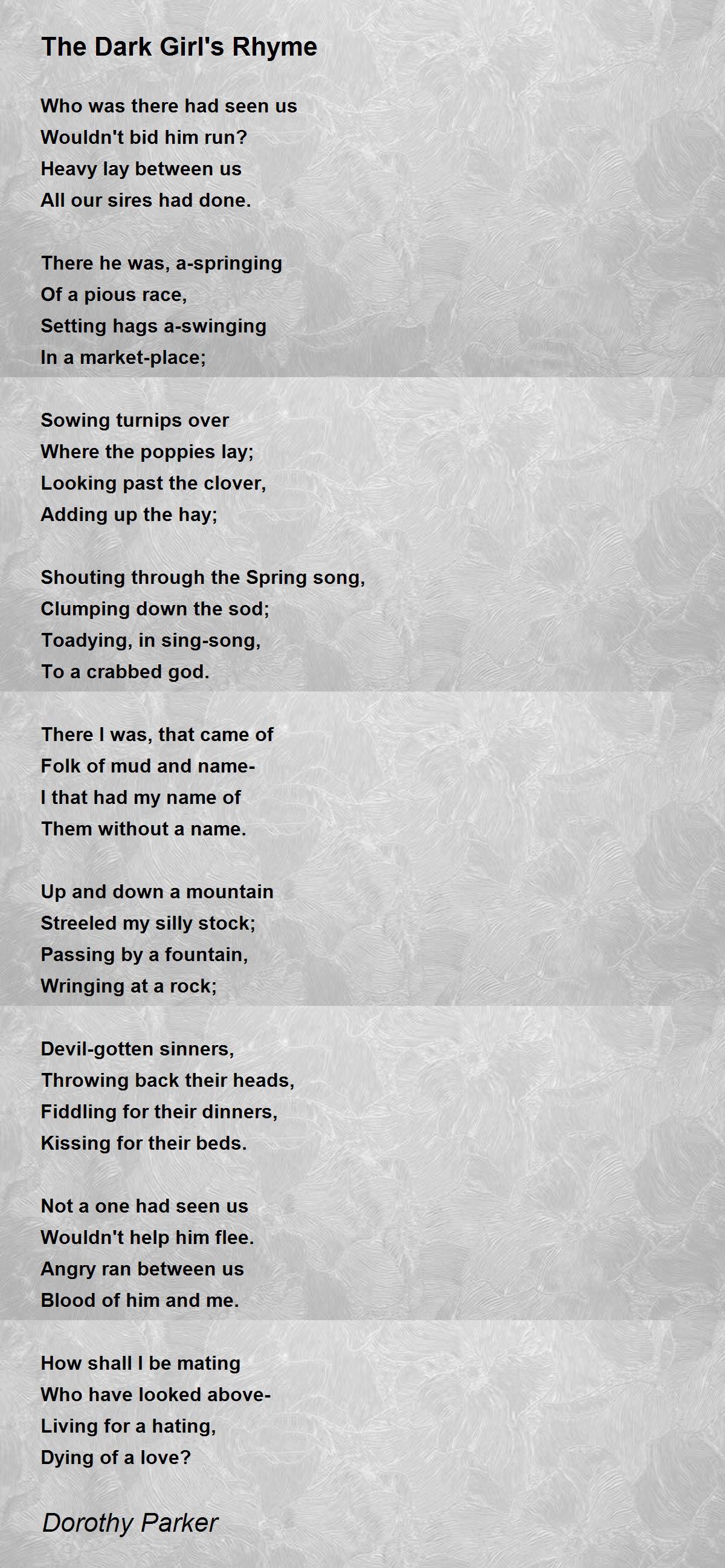 The dark girls rhyme essay picture