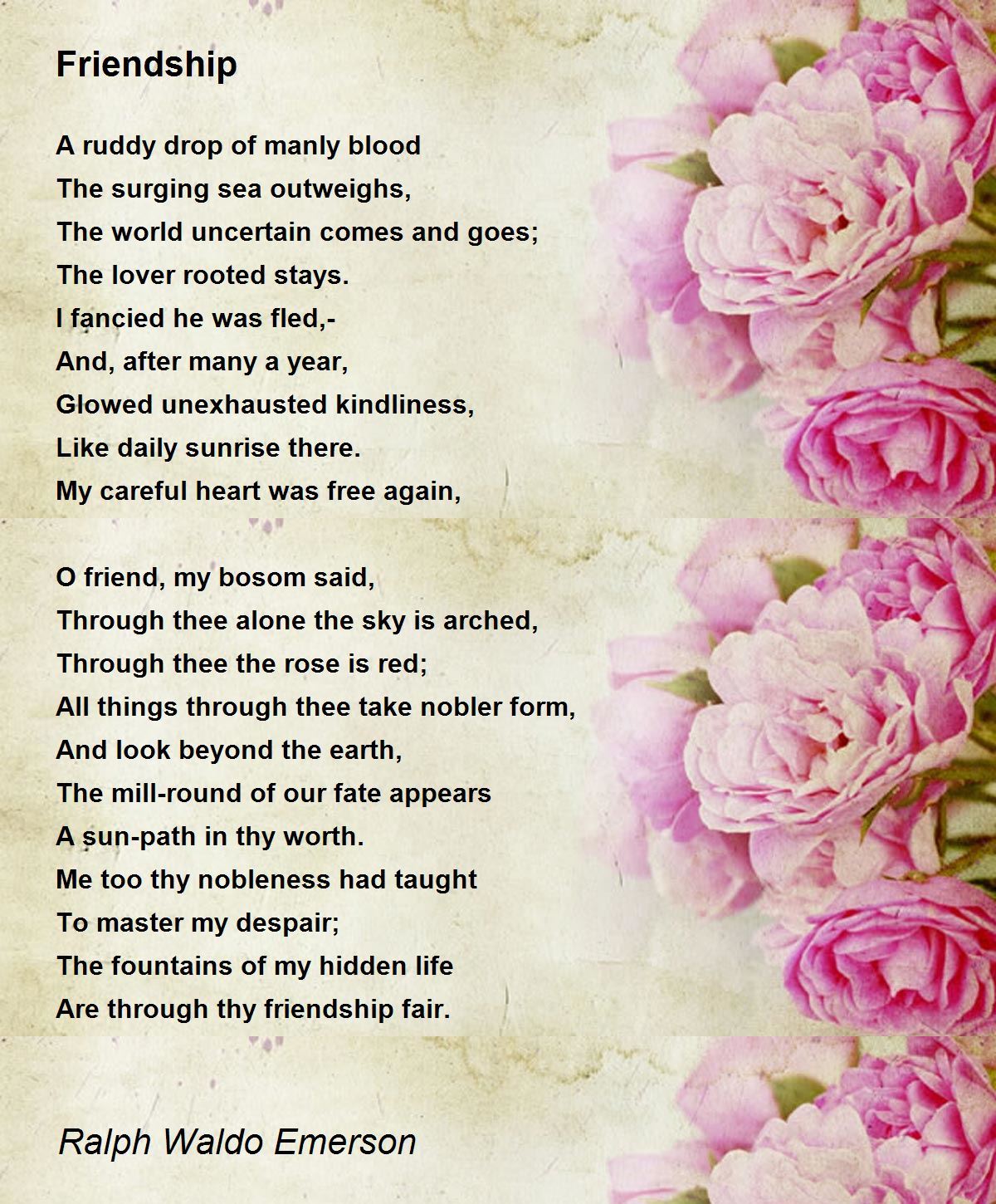 Friendship Poem by Ralph Waldo Emerson - Poem Hunter
