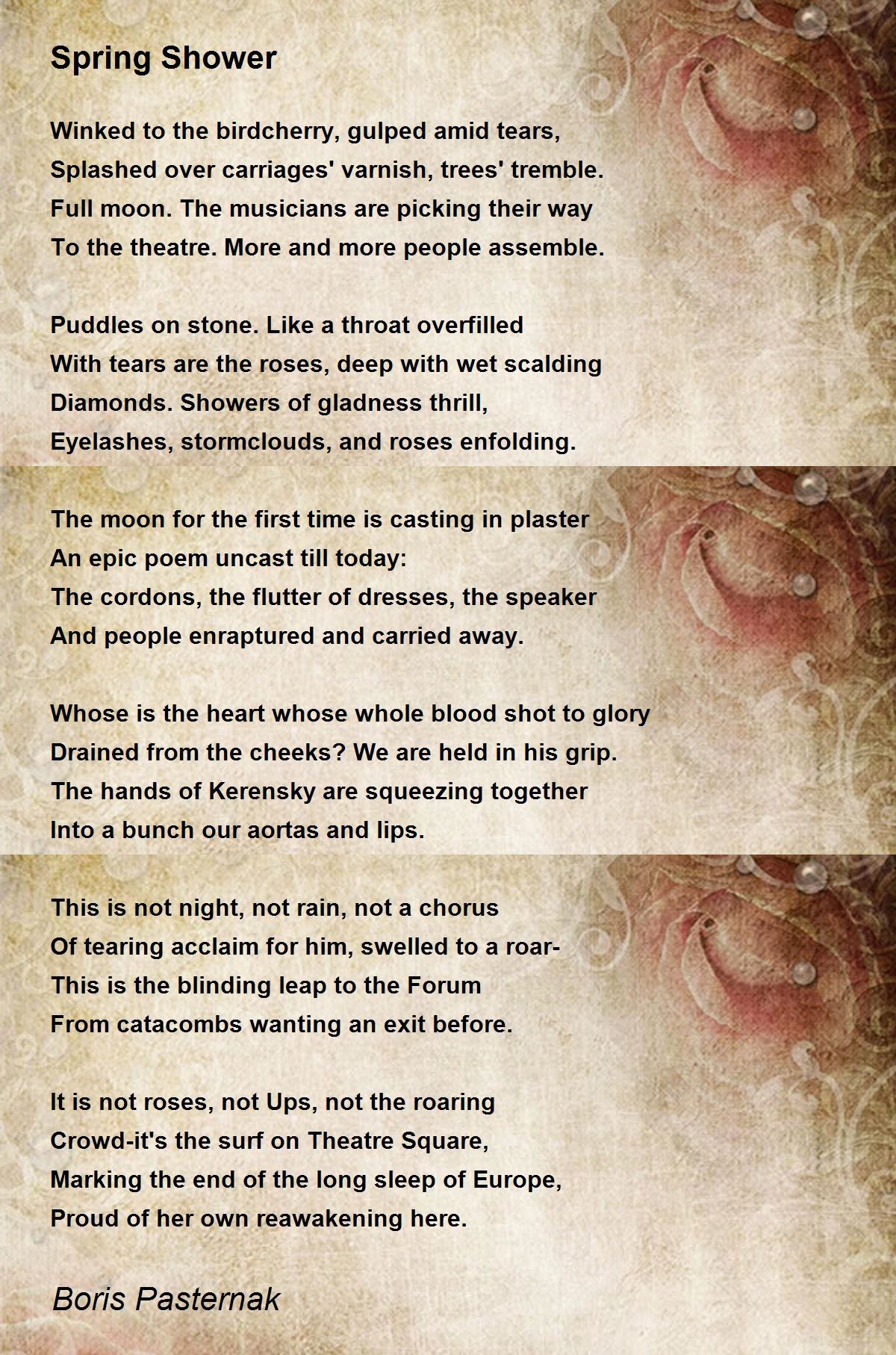 Spring Shower Poem by Boris Pasternak Poem Hunter