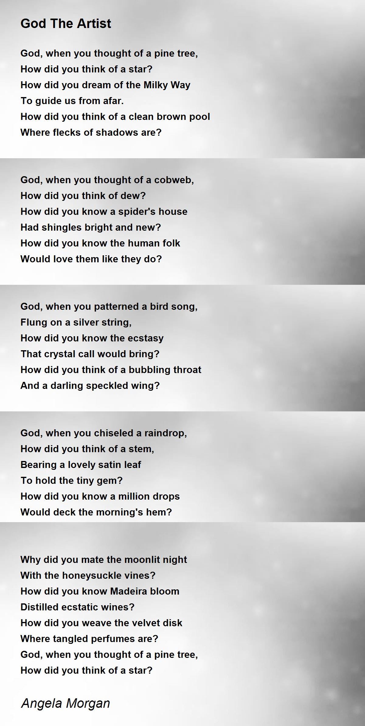 God The Artist Poem by Angela Poem Hunter Comments