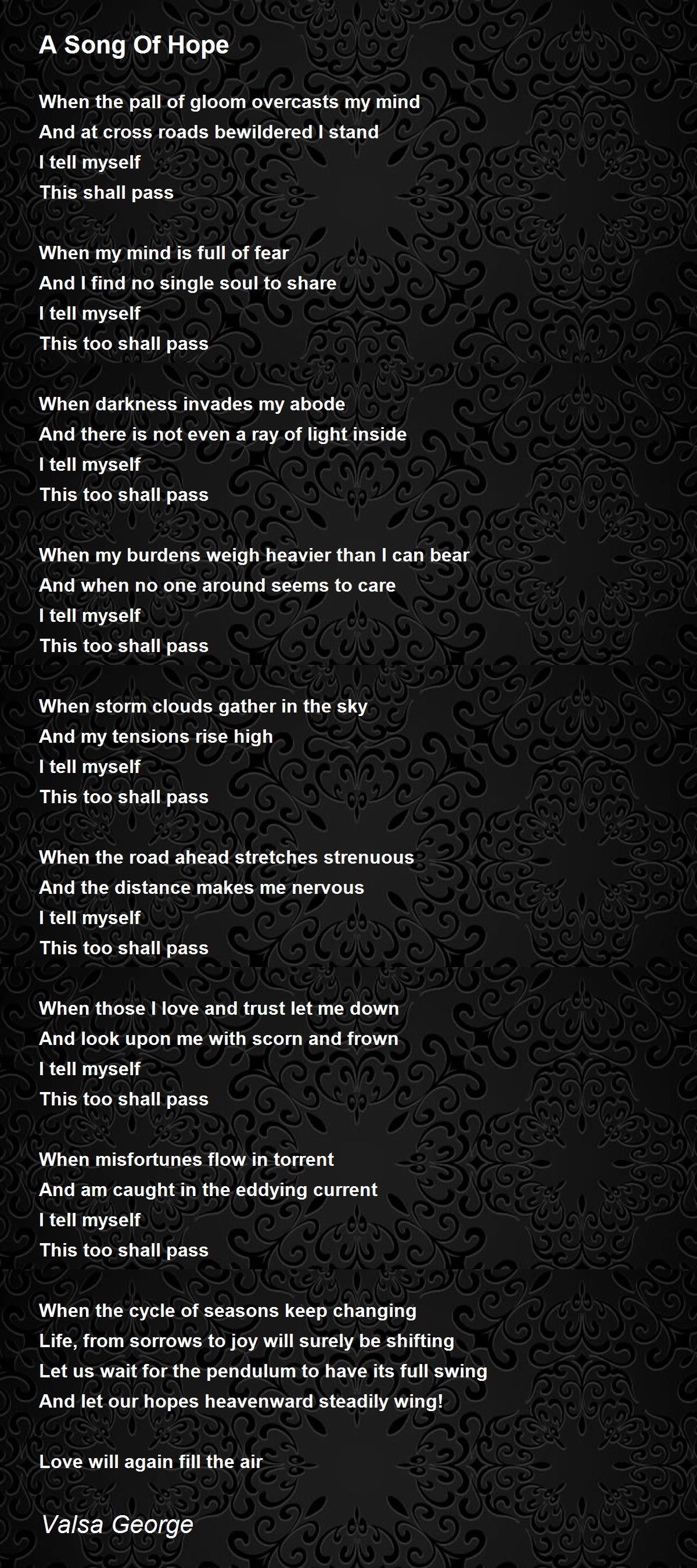 A Song Of Hope Poem by Valsa George - Poem Hunter