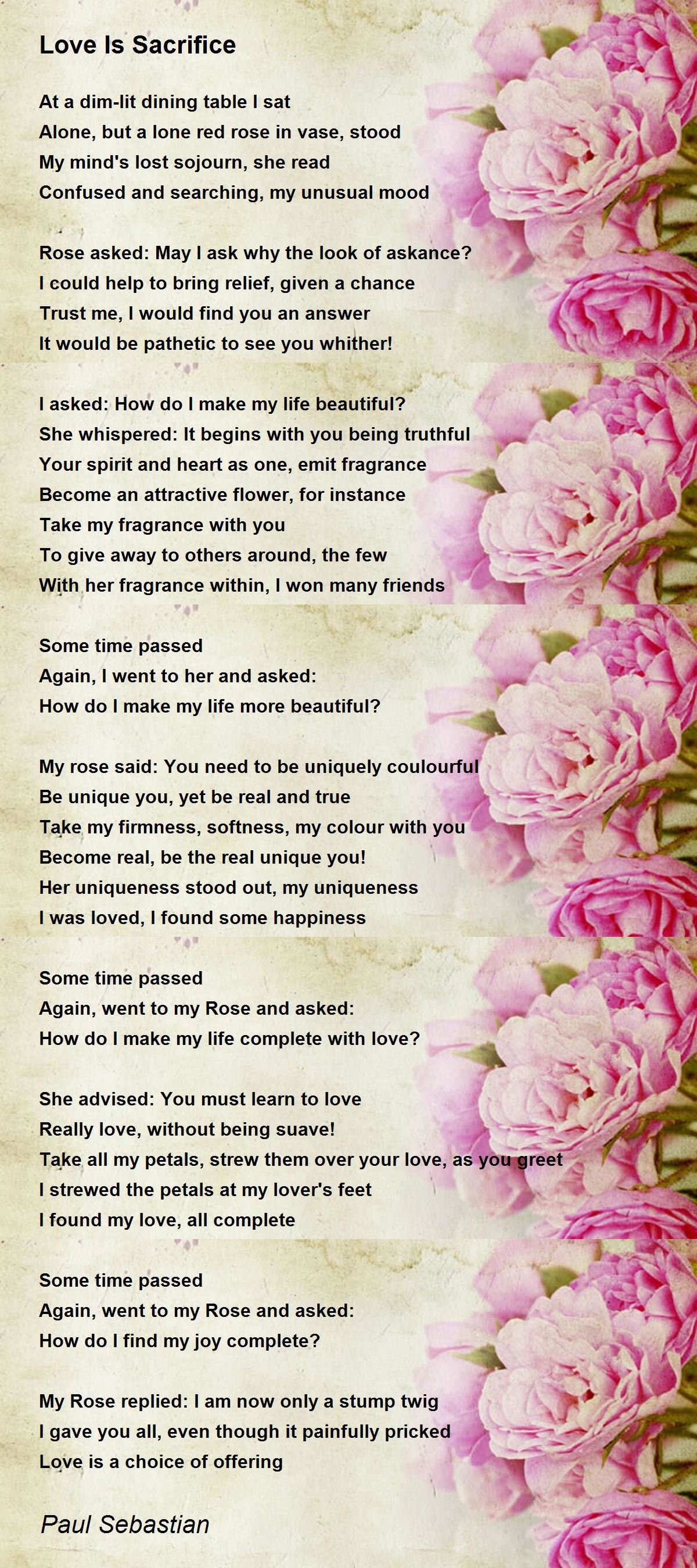 Love Is Sacrifice Poem by Paul Sebastian - Poem Hunter