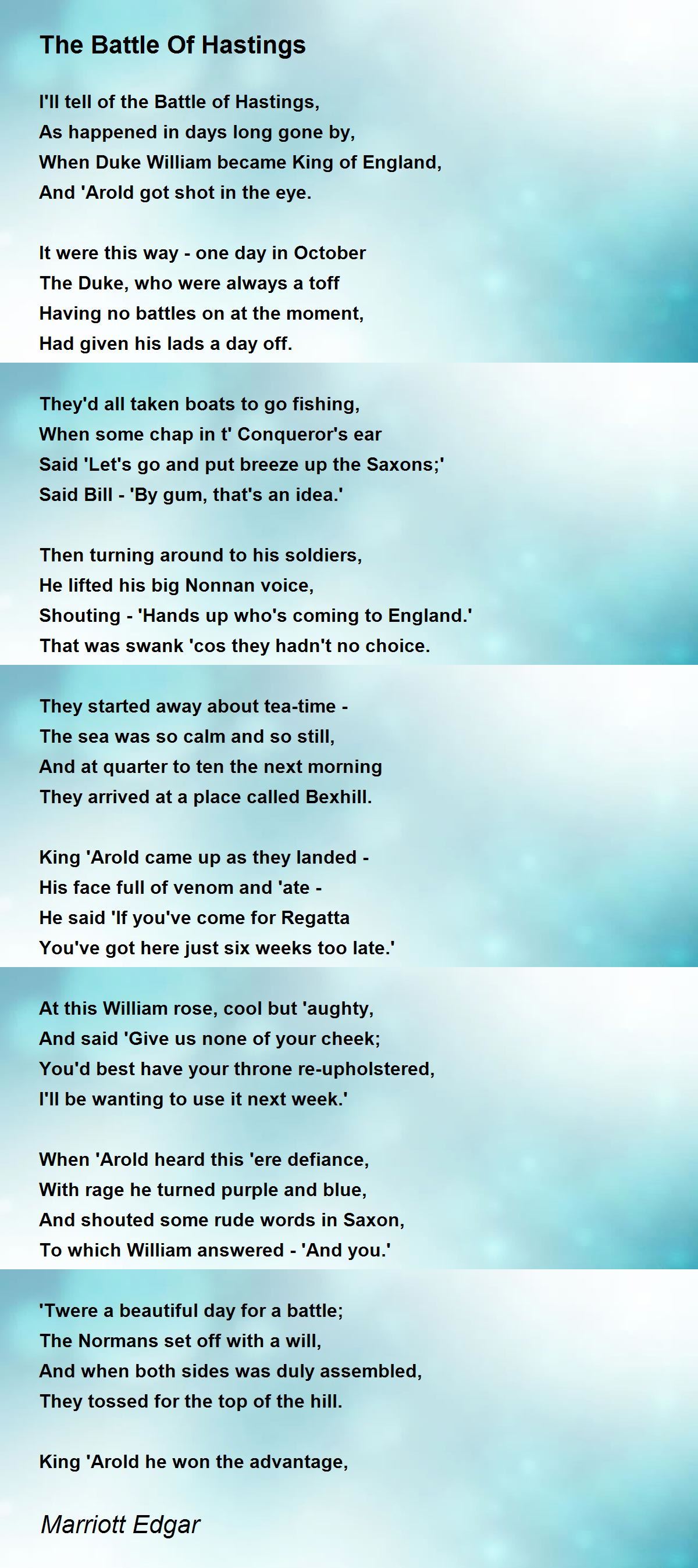 The Battle Of Hastings Poem by Marriott Edgar Poem Hunter