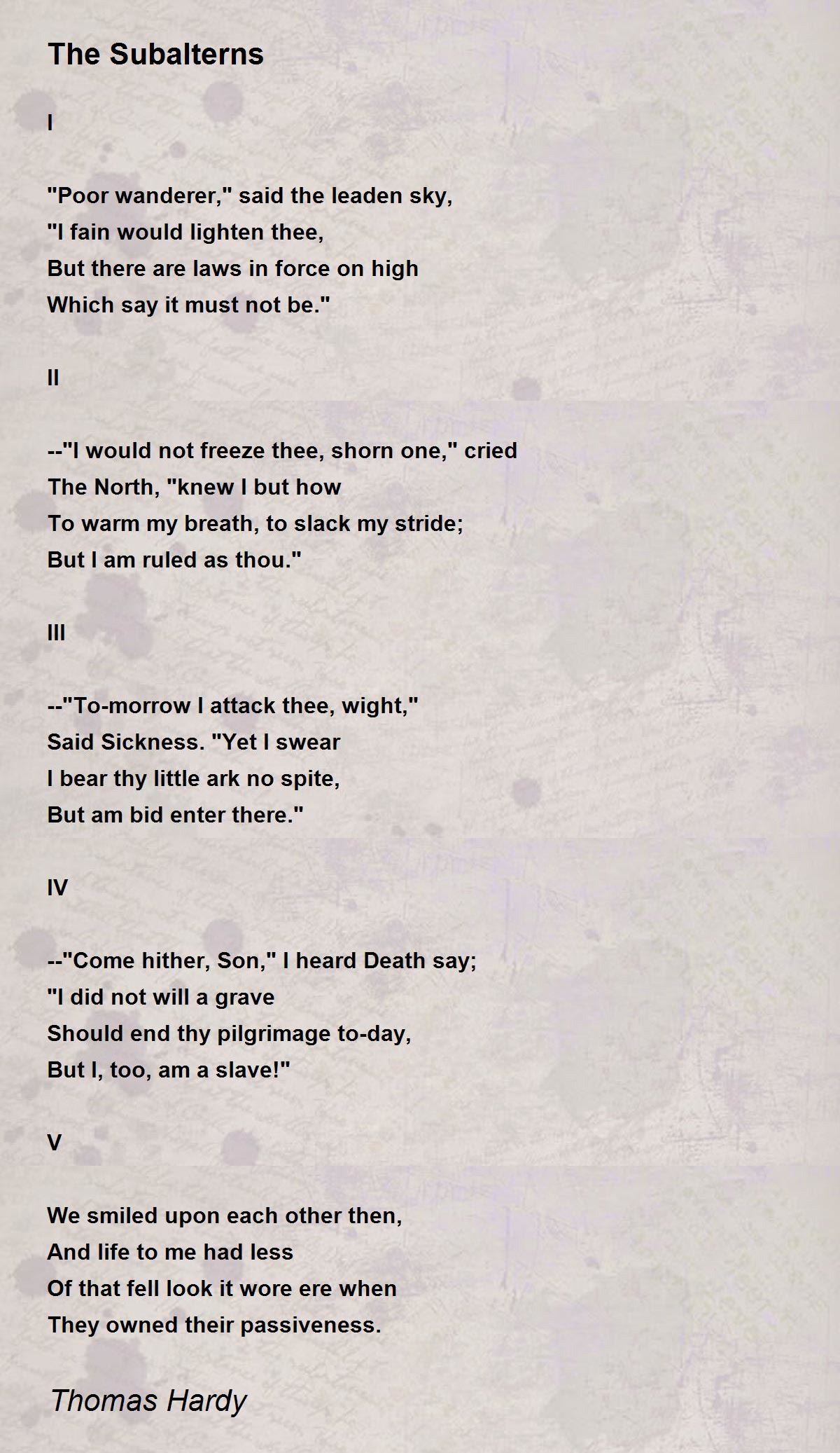 The Subalterns Poem by Thomas Hardy - Poem Hunter