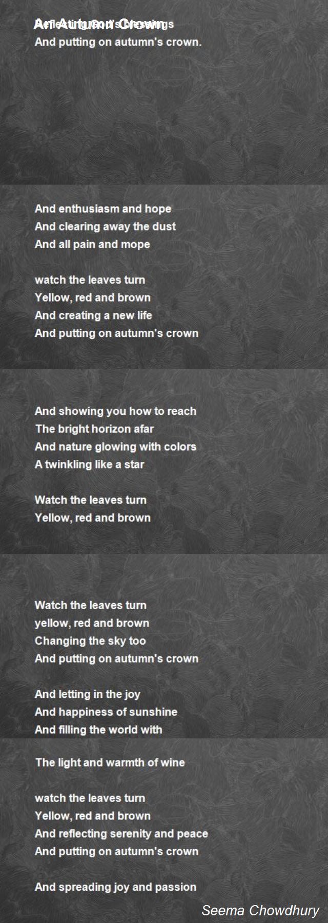An Autumn Crown Poem by Seema Chowdhury Poem Hunter