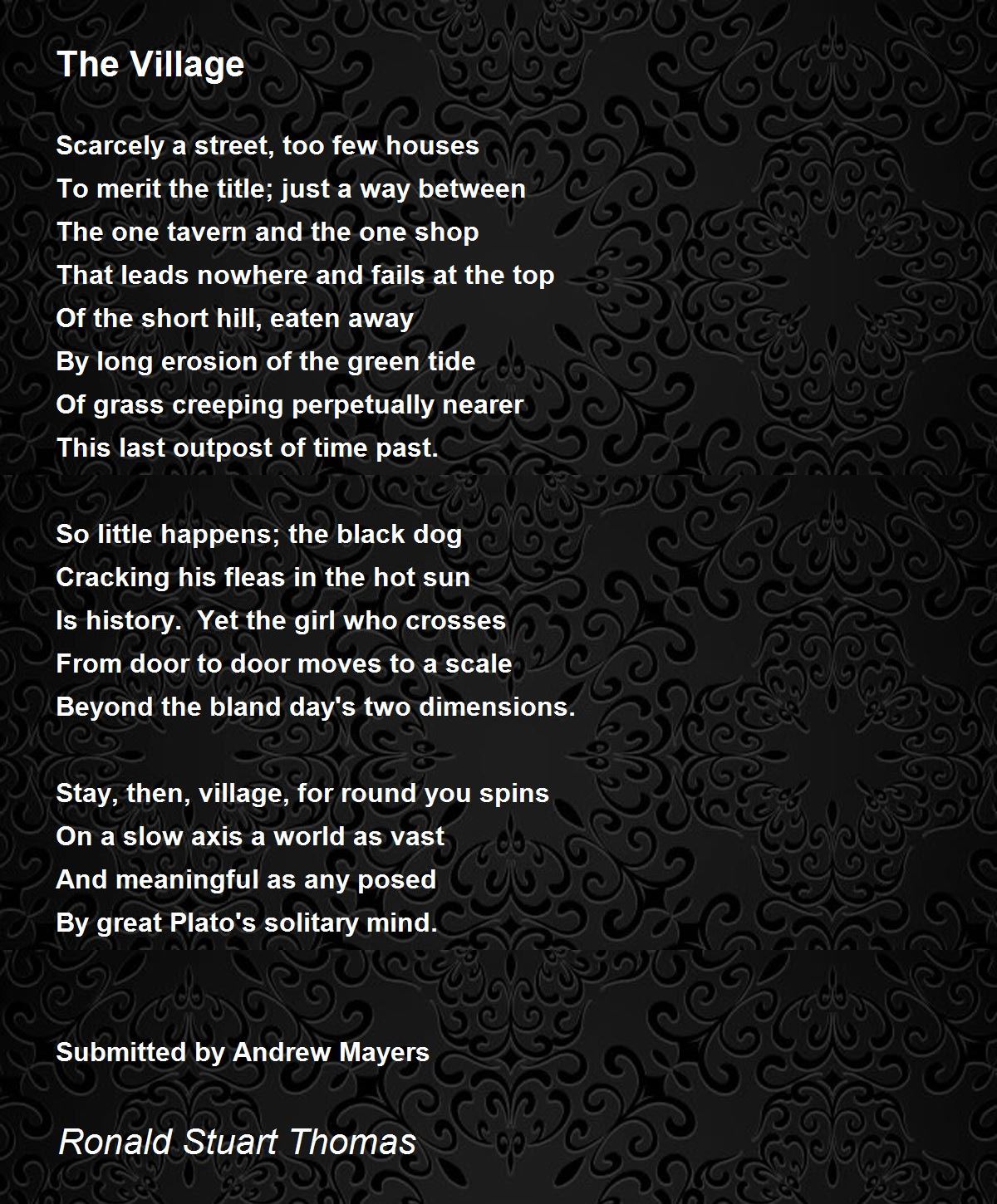 The Village Poem By Ronald Stuart Thomas Poem Hunter