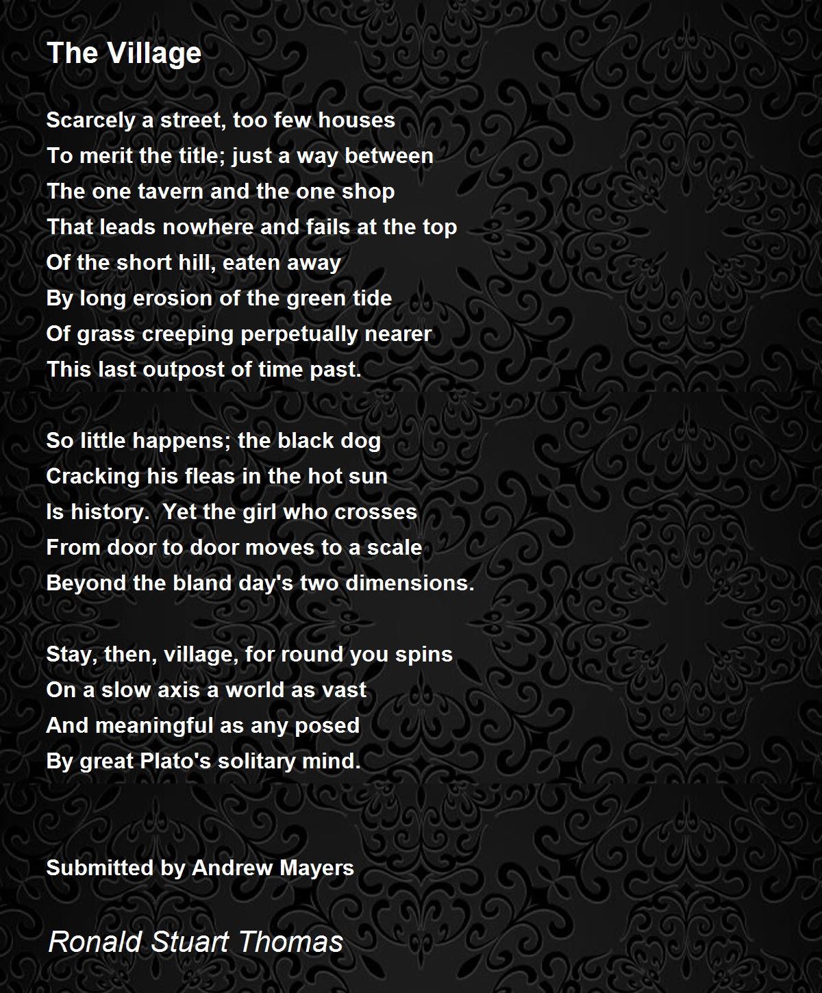 The Village Poem by Ronald Stuart Thomas Poem Hunter