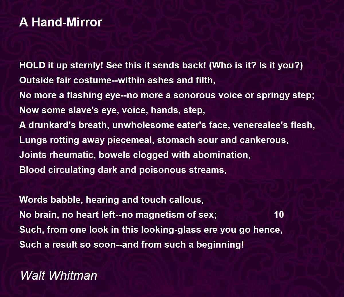 A HandMirror Poem by Walt Whitman Poem Hunter