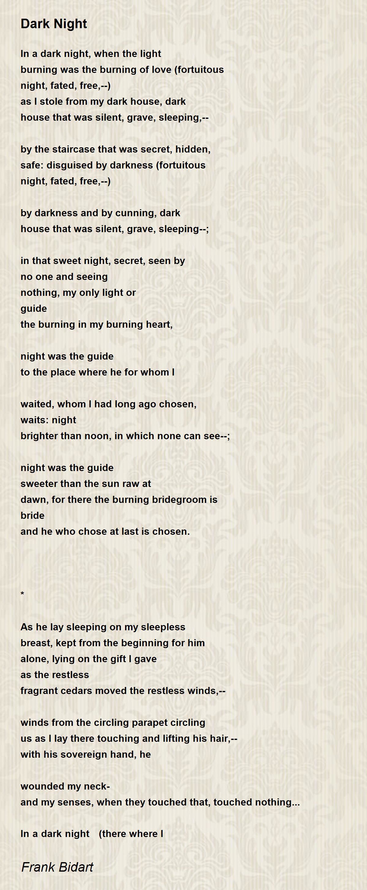 In A Dark Dark Wood Poem Dark Night Poem by Frank Bidart - Poem Hunter