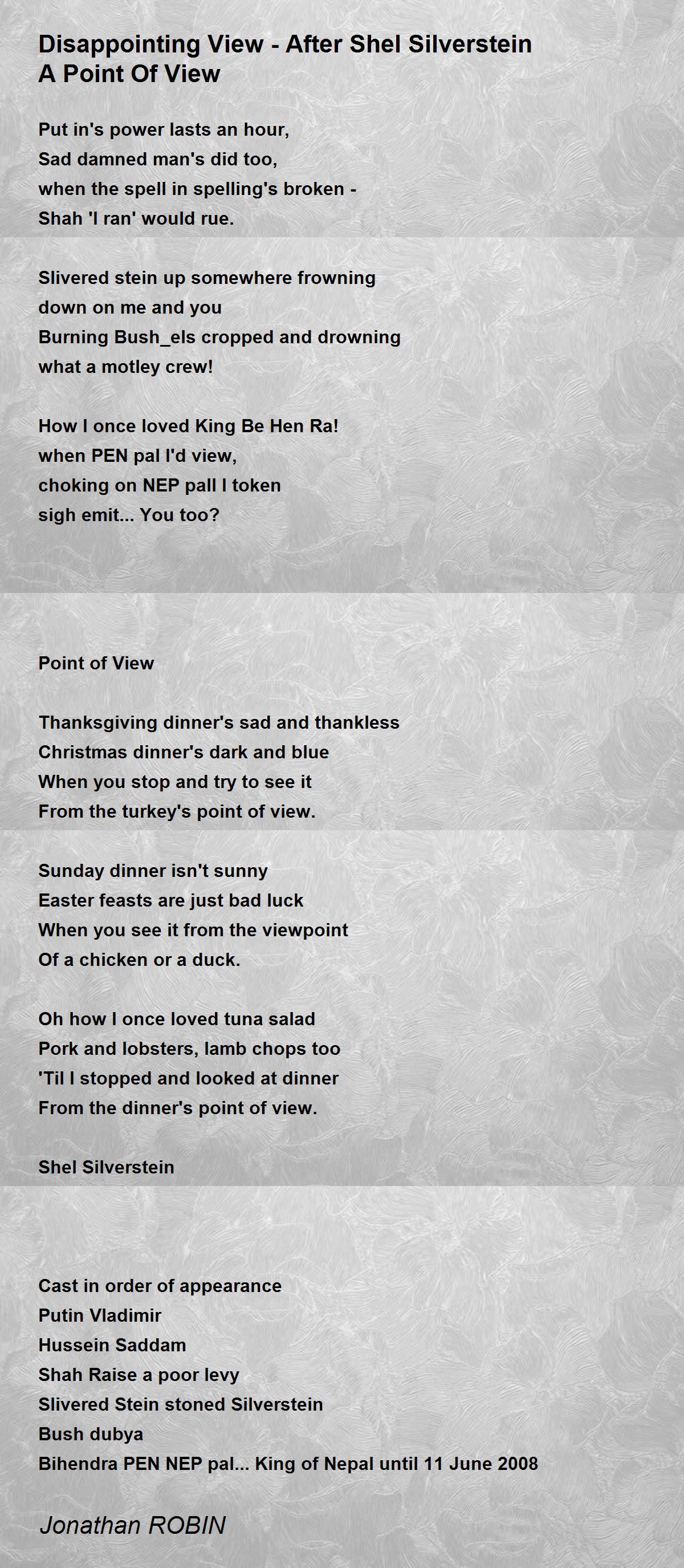 Disappointing View After Shel Silverstein A Point Of View Poem by