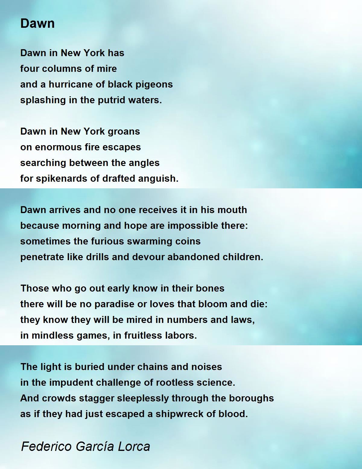 Dawn Poem by Federico García Lorca - Poem Hunter