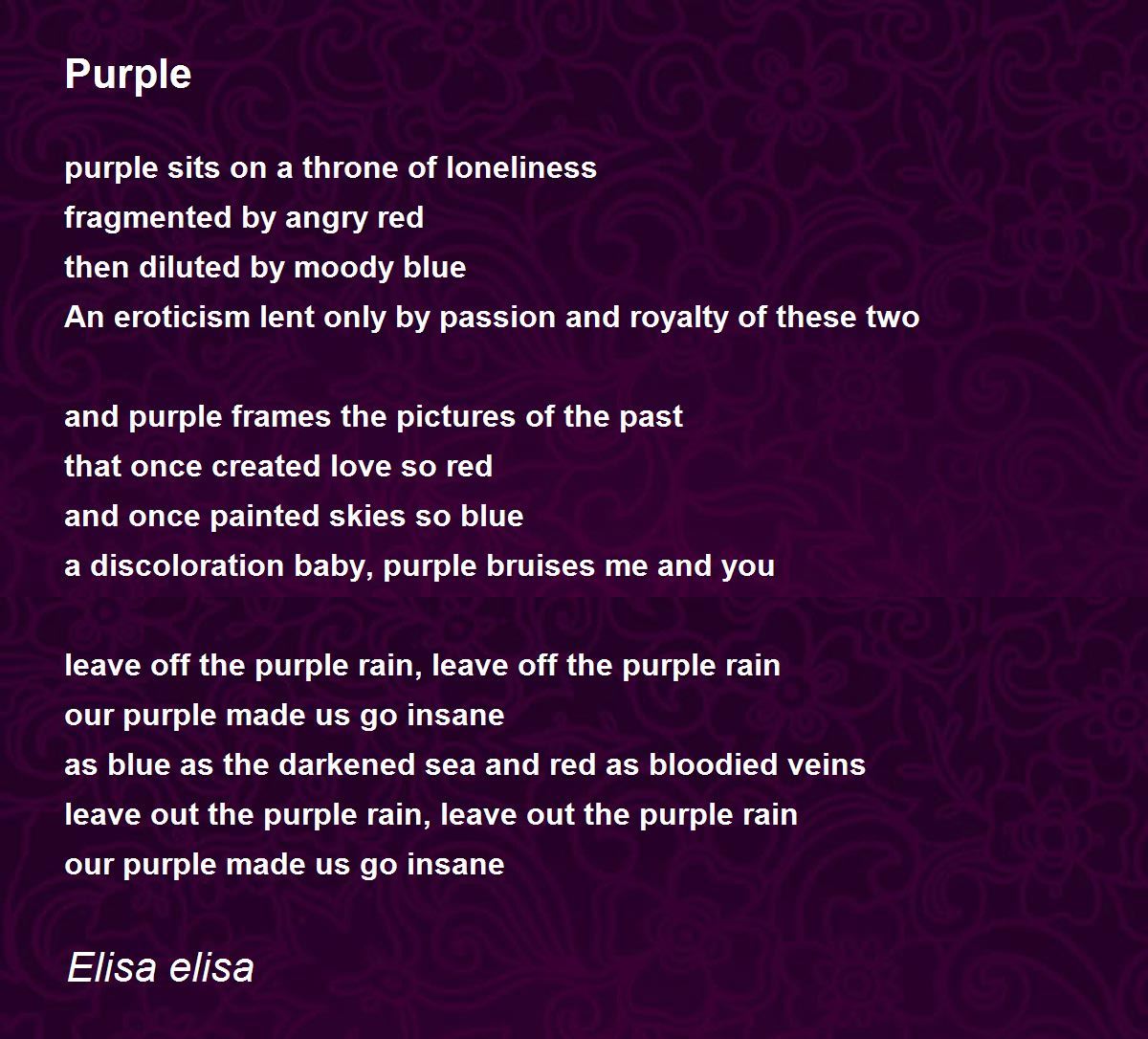 Purple Poem by Elisa elisa Poem Hunter