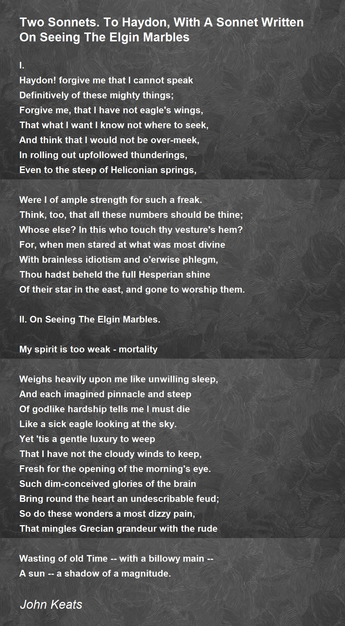 Two To Haydon, With A Written On Seeing The Elgin